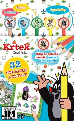 JIRI MODELS Knižka Aktivity s gumami Krtko / 32 strán / 4 pastelky, ceruzka a 5 gum