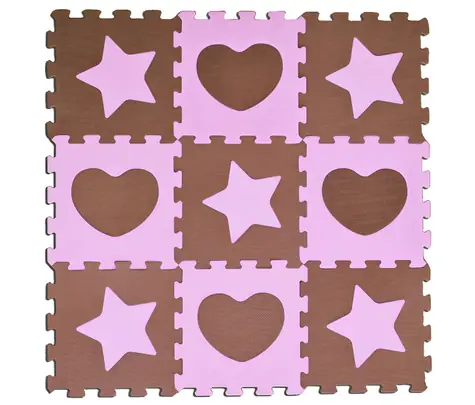 SUN TA TOYS Penové puzzle Hviezdy a srdce ružové S4 / 30 x 30 cm / od 10 mesiacov