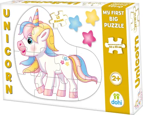 DOHÁNY Podlahové obrysové puzzle Jednorožec / 12 dielikov
