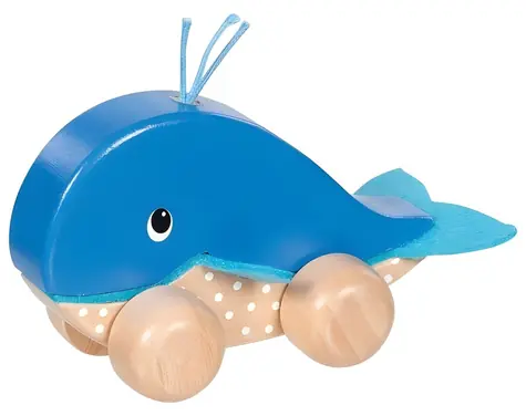 GOKI Drevená ťahacia veľryba Finnie / od 1 roka / Drevo, plsť