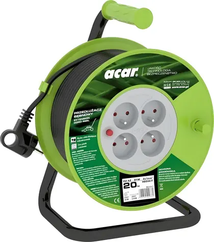 ACA PZ-4Z/OTM čierna / Predlžovací kábel / 20 m / 4 zásuvky / 2300 W / istič 10 A
