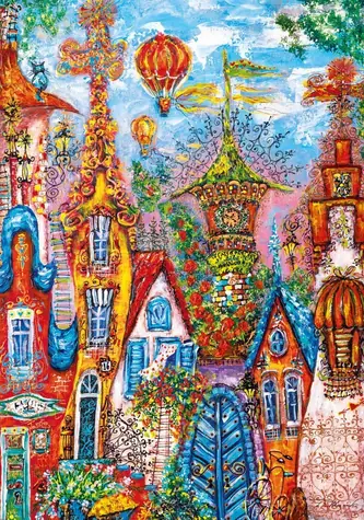 HEYE Puzzle Charming Village: Modrá brána / 500 dielikov / 35 x 50 cm