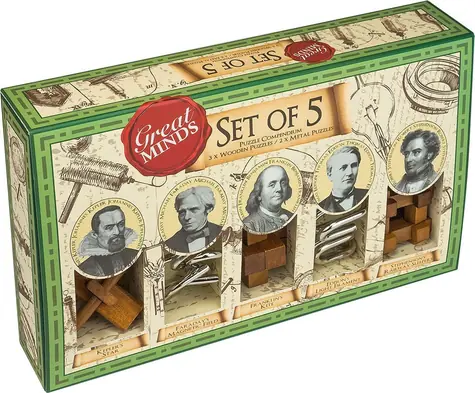 Professor PUZZLE Sada hlavolamov Great Minds / 5 hlavolamov / kov a drevo