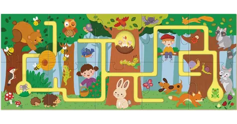 DODO Puzzle-labyrint Cesta lesom / 10 dielikov / 54 x 22 cm