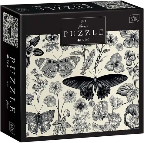 INTERDRUK Puzzle Flowers: Motýle a kvety / 500 dielikov / 47 x 33 cm