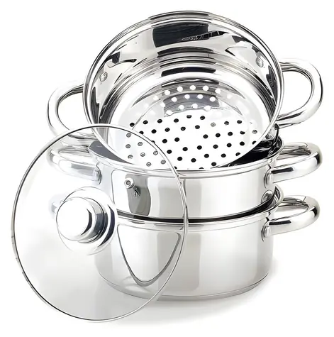 Maestro MR-2900-24 strieborná / Hrniec na varenie v pare / 24 cm / 5 l / sklo, nerez