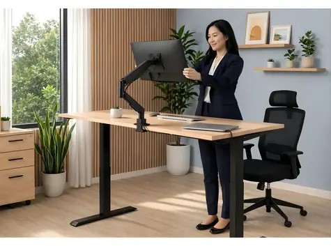 HAMA stolný držiak pre 1 monitor 35" čierna / Stolný držiak / 1 rameno / VESA 75x75-100x100 / nosnosť 15 kg