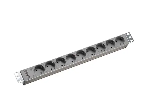 Bachmann 19" PDU hliník sivá / PDU / 9x zásuvka / 1U / 2 m / bez spínača