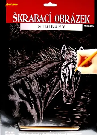 ARTLOVER Škrabací obrázok strieborný Kôň / 20x25 cm / od 6 rokov