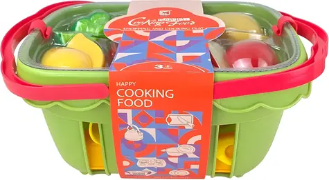ALLTOYS Košík s krájacou zeleninou svetlo zelený / Doplnok k detskej kuchynke / 17 dielov