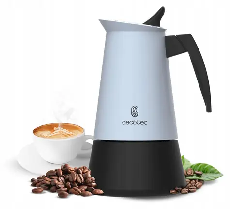 Cecotec Piccolina 600 svetlo modrá/čierna / Moka kanvička / 300 ml / 6 šálok