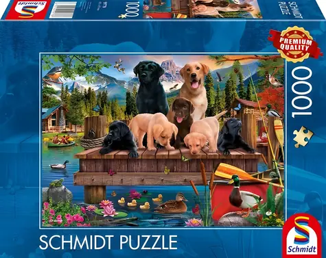 Schmidt Puzzle Psia rodinka pri jazere / 1000 dielikov / od 12 rokov
