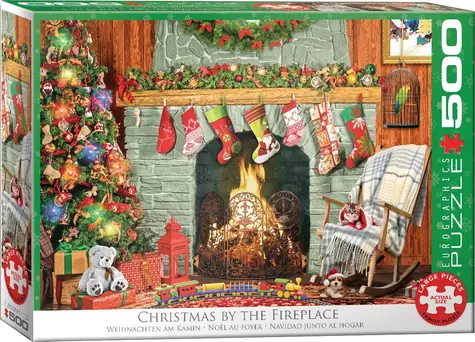 EUROGRAPHICS Puzzle Vianoce pri krbe XL / 500 dielikov / extra veľké dieliky / 68 × 49 cm