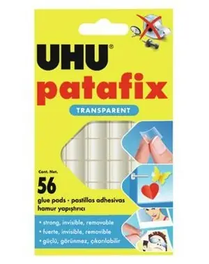 UHU Patafix transparentný / Samolepiace vankúšiky / obojstranné / 56 ks