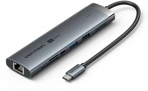 Vention TGVHB / Dokovacia stanica / 9v1 USB-C / LAN RJ-45 / USB-C PD 100W / SD/TF čítačka / 2x USB-A 3.0