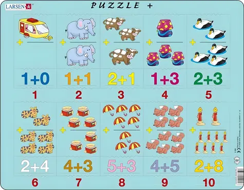 LARSEN Puzzle Sčítanie s obrázkami / 20 dielikov / 36,5 x 28,5 cm