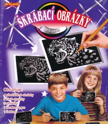 ARTLOVER Škrabacie obrázky strieborné / sada 6 ks / od 6 rokov
