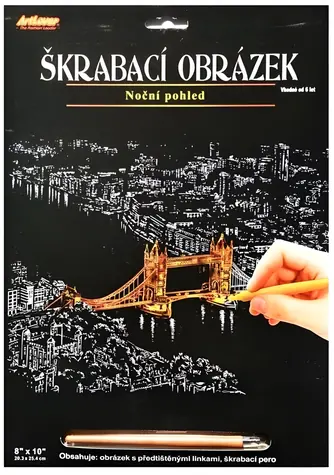 ARTLOVER Škrabací obrázok zlatý Tower Bridge v noci / Škrabací obrázok / 20x25 cm / od 6 rokov