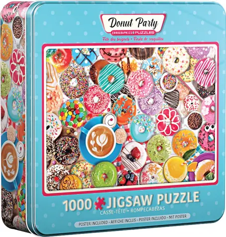 EUROGRAPHICS Puzzle Koblihová oslava v plechovej krabičke / 1000 dielikov / 67,6 × 48,9 cm