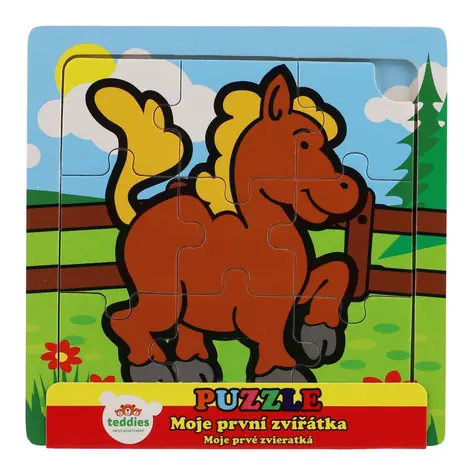 TEDDIES Drevené puzzle Moje prvé zvieratká Koník / 9 dielikov