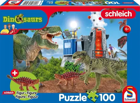 Schmidt Puzzle Schleich Dinosaury z praveku / 100 dielikov + figúrka Schleich / 36,1 x 24,3 cm