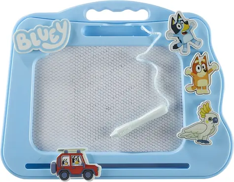 CHARACTER Magnetická tabuľa Bluey / Magnetická kresliaca tabuľa / 3 pečiatky / praktické držadlo
