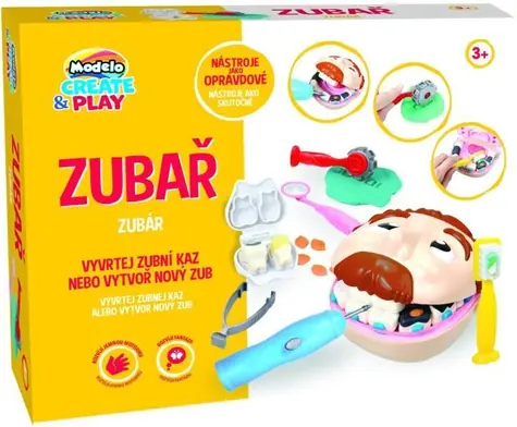 MAC TOYS Modelína Zubár / Kreatívna sada / 250 g modelíny / zubné nástroje / od 3 rokov
