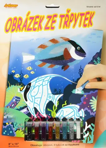 ARTLOVER Obrázok z trblietok Rybičky / 20 x 25 cm / 8 tub trblietok / od 6 rokov