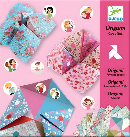 DJECO Origami Nebo, peklo, raj ružová / 24 hárkov / 192 samolepiek / od 6 rokov
