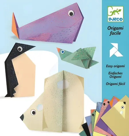 DJECO Origami Polárne zvieratká / 24 hárkov / 8 druhov zvierat / od 5 rokov