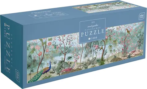 INTERDRUK Panoramatické puzzle Secret Garden: Vtáčí svet / 1000 dielikov / 96x32 cm
