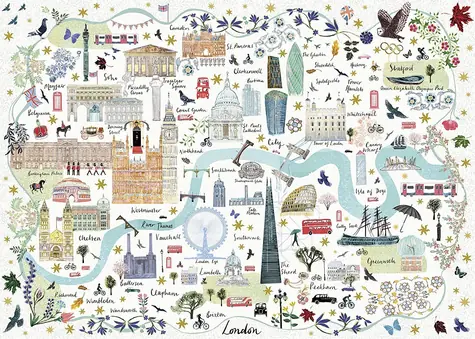 GIBSONS Puzzle Mapa Londýna / 1000 dielikov / 68 × 49 cm