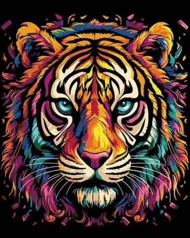 BABY GREAT Maľovanie podľa čísel: Tiger, plátno na ráme 40x50 cm / Sada na maľovanie / akrylové farby / 3 štetce