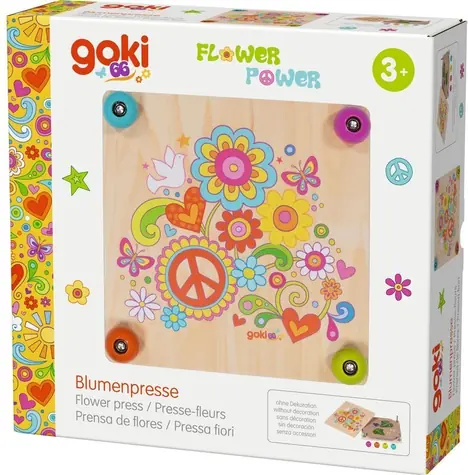 GOKI Drevený lis na rastliny do herbára Flower Power / 17,5 × 17,5 cm