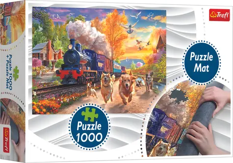 Trefl Puzzle Závod s vlakom / 1000 dielikov / 68,3 x48 cm / + podložka pod puzzle