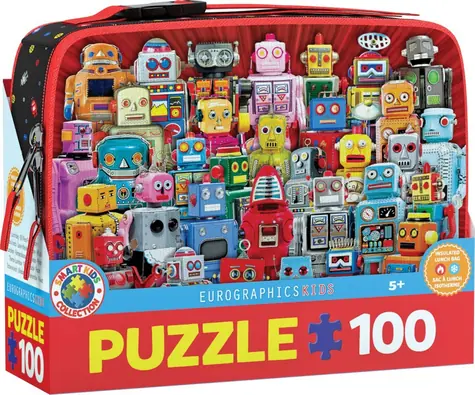 EUROGRAPHICS Puzzle vo desiatovom boxe Roboti / 100 dielikov / 48 x 33 cm