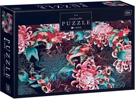 INTERDRUK Puzzle Secret Garden: Koi kapry a chryzantémy / 1000 dielikov / 67 × 48 cm