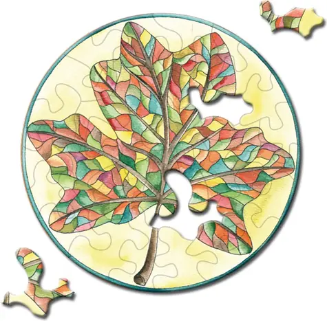 CURIOSI Okrúhle puzzle Picoli: List / 33 dielikov / priemer 9 cm