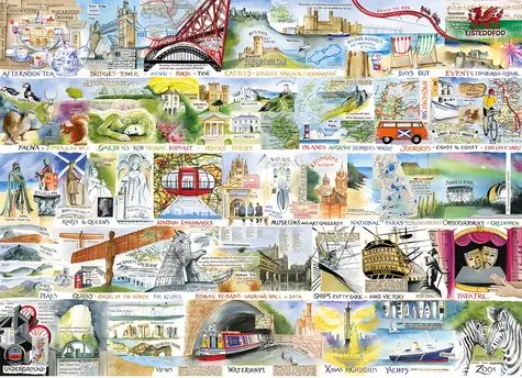 GIBSONS Puzzle Britské a brilantné / 1000 dielikov / 68x49 cm