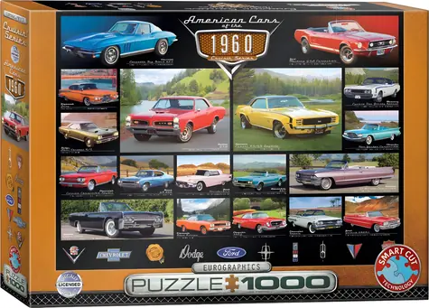EUROGRAPHICS Puzzle Americké autá z roku 1960 / 1000 dielikov / 68 x 48 cm