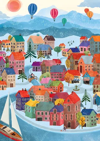 PIECES & PEACE Puzzle Dedina v zime / 500 dielikov / 34,2 x 47,8 cm