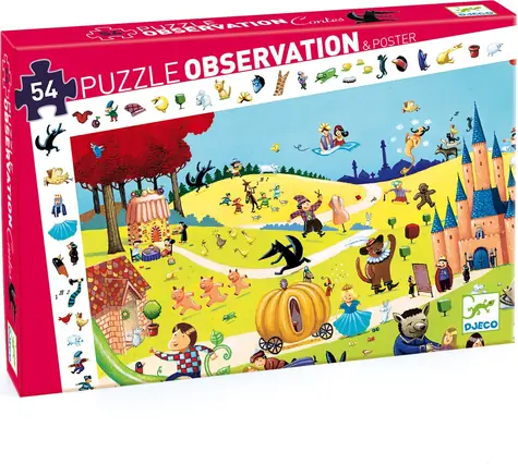 DJECO Puzzle Observation: Rozprávky / 54 dielikov / 61x38 cm