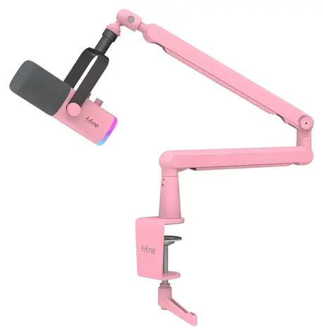 FIFINE TAM8 ružová / Stolný mikrofón / dynamický / USB / XLR / RGB
