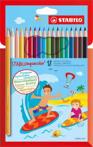 Stabilo Aquacolor / Pastelky / 18 farieb / akvarelové / priemer tuhy 2,8 mm