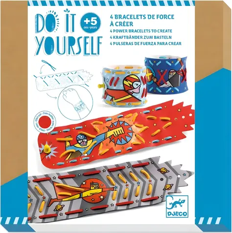 DJECO Náramky pre superhrdinu / Kreatívna sada / semišové šnúrky / 4 náramky
