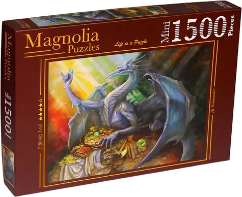 MAGNOLIA Puzzle Modrý drak s pokladom / 1000 dielikov / 68 x 48 cm