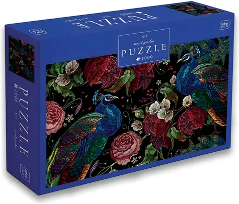 INTERDRUK Puzzle Secret Garden: Pávy medzi ružami / 1000 dielikov / 67 x 48 cm