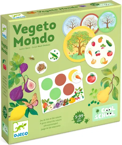 DJECO Hra Vegeto Mondo / Spoločenská hra / Bingo / 6 dosiek / 36 žetónov