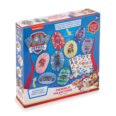 Paw Patrol Maľovanie kamienkov / Kreatívna sada / 8 kamienkov / 6 akrylových farieb / štetec / od 3 rokov