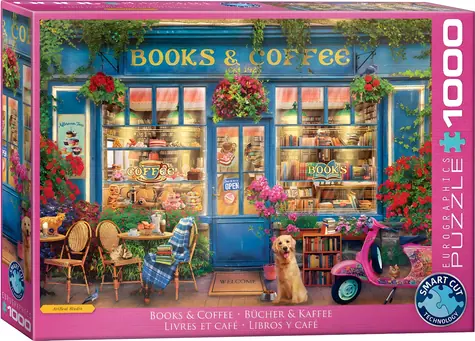 EUROGRAPHICS Puzzle Knihy a káva / 1000 dielikov / 68 x 48 cm